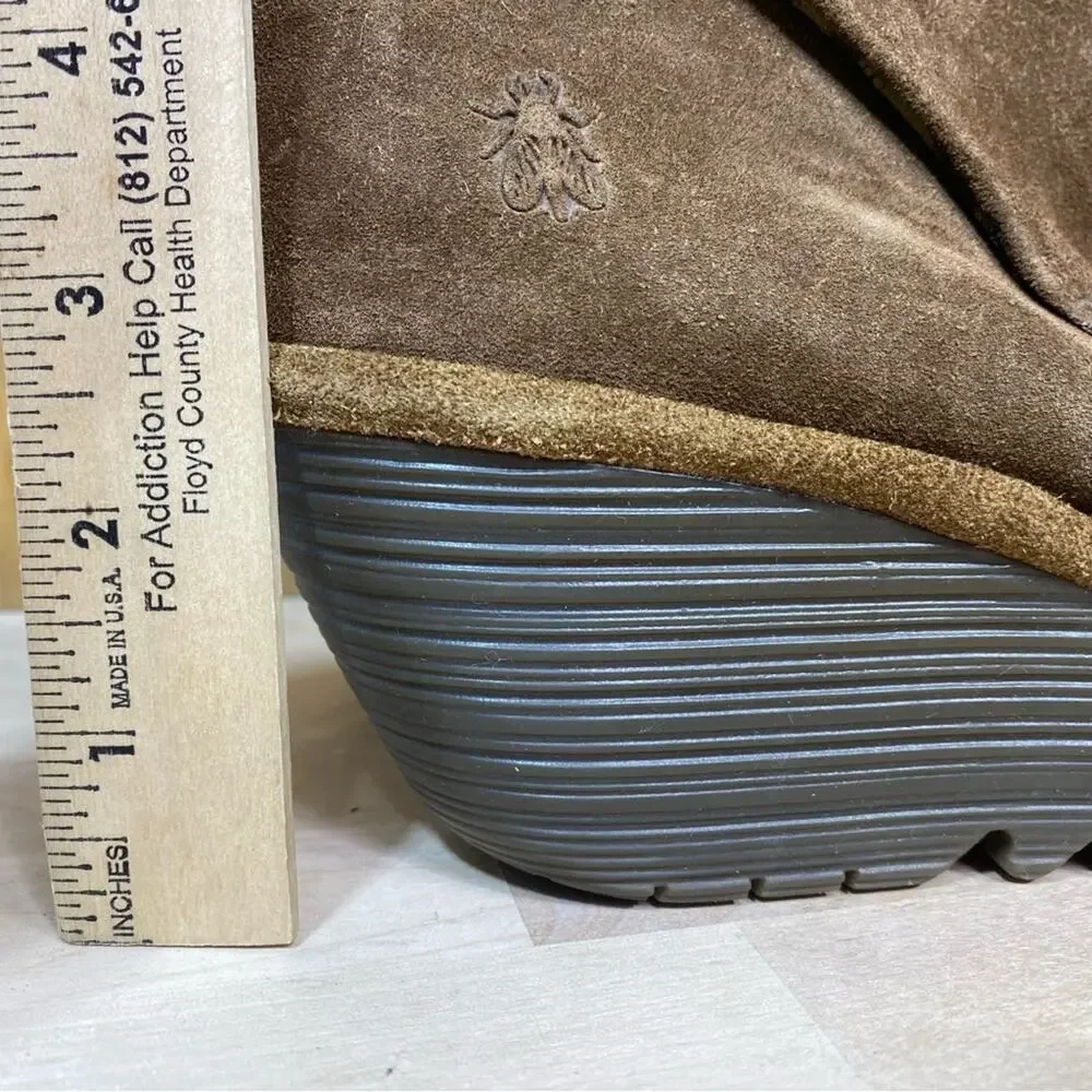 Fly London Yama Wedge Ankle Boot Brown Suede 40
